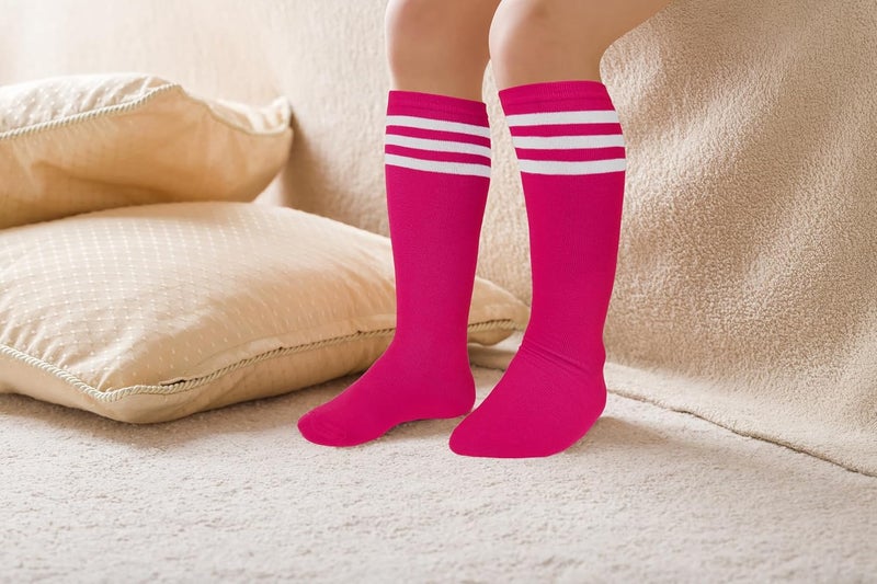 Benefeet Sox Kids Soccer Socks Toddler Knee High Tube Long Socks Soft for Girls Three Stripes Youth Cotton Soccer Socks - Image 5